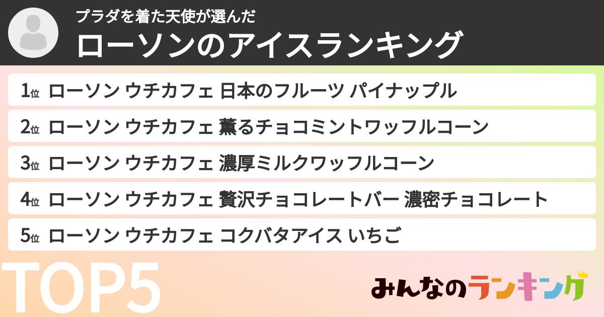 プラダを着た天使さんの「ローソンのアイスランキング」