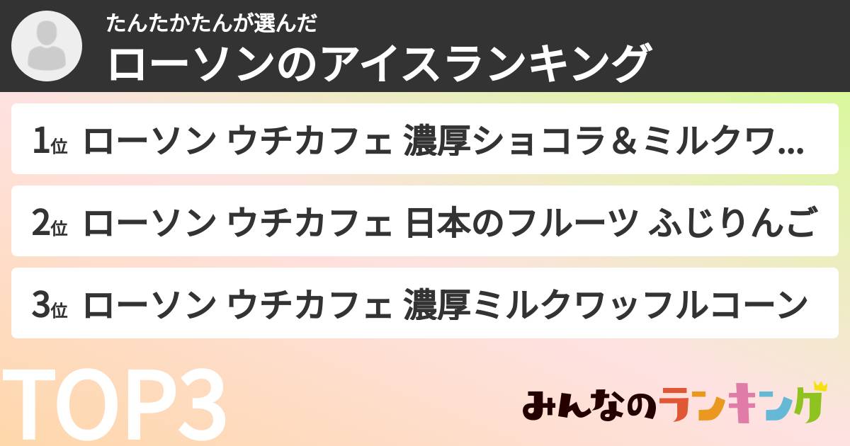 たんたかたんさんの「ローソンのアイスランキング」