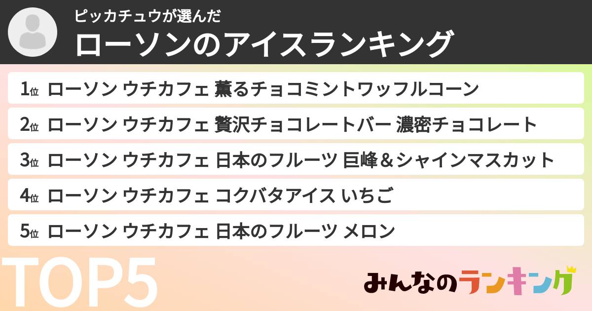 ピッカチュウさんの「ローソンのアイスランキング」
