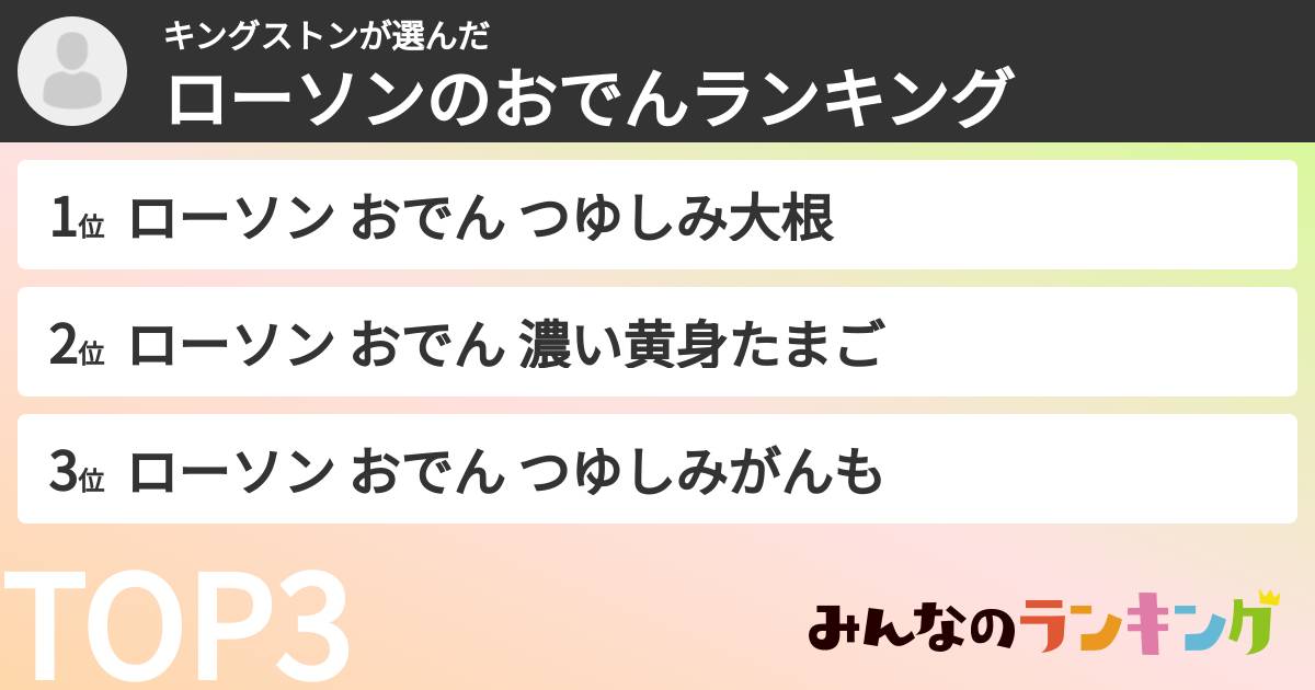 キングストンさんの「ローソンのおでんランキング」