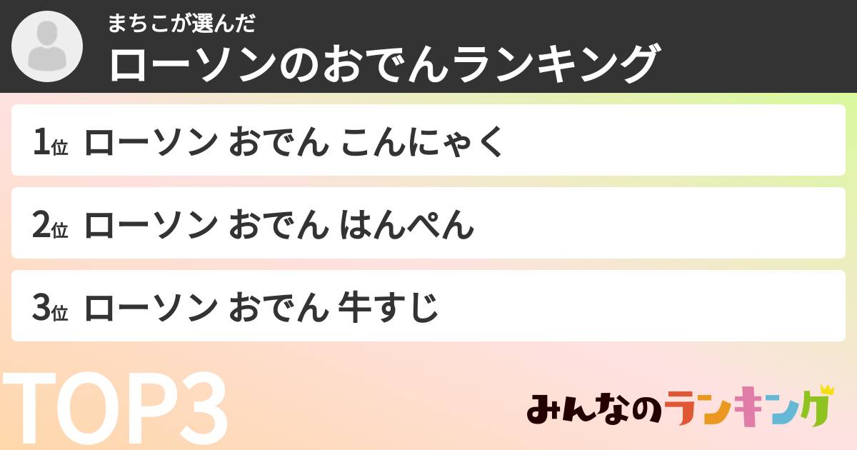 まちこさんの「ローソンのおでんランキング」