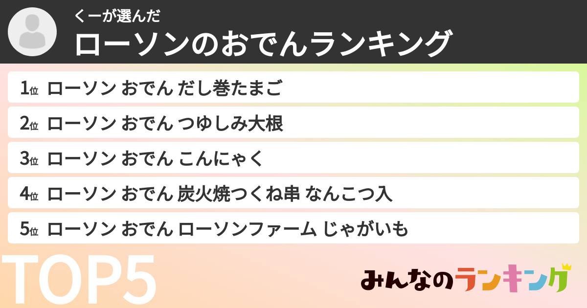 くーさんの「ローソンのおでんランキング」
