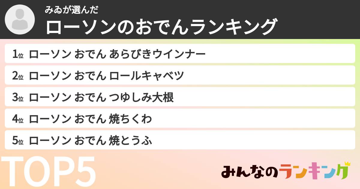 みゐさんの「ローソンのおでんランキング」