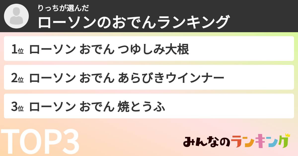 りっちさんの「ローソンのおでんランキング」