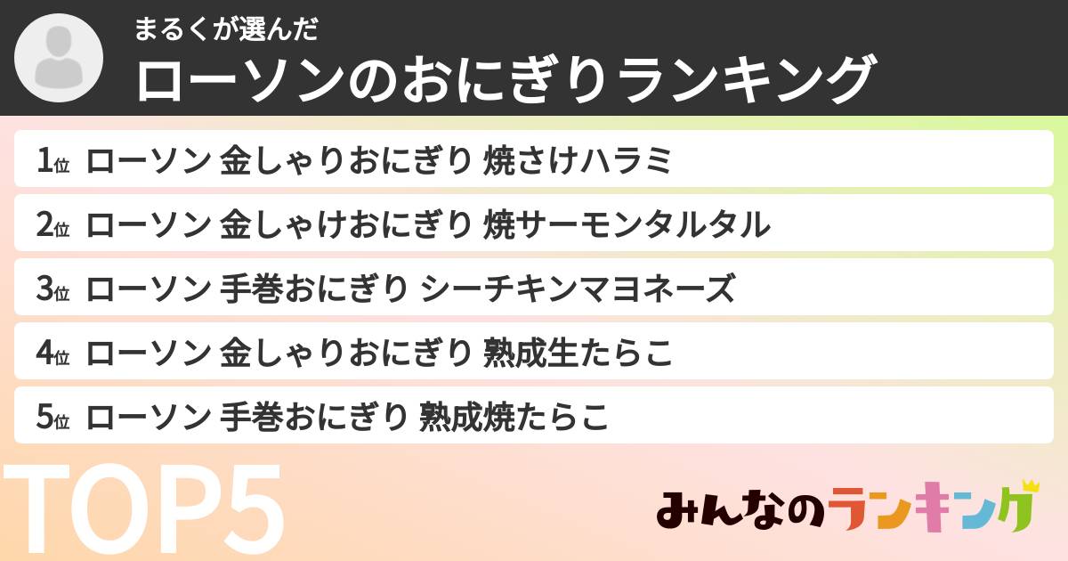 まるくさんの「ローソンのおにぎりランキング」