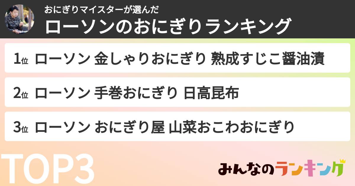 おにぎりマイスターさんの「ローソンのおにぎりランキング」