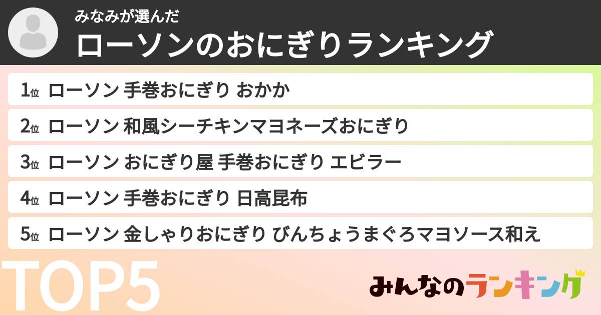 みなみさんの「ローソンのおにぎりランキング」