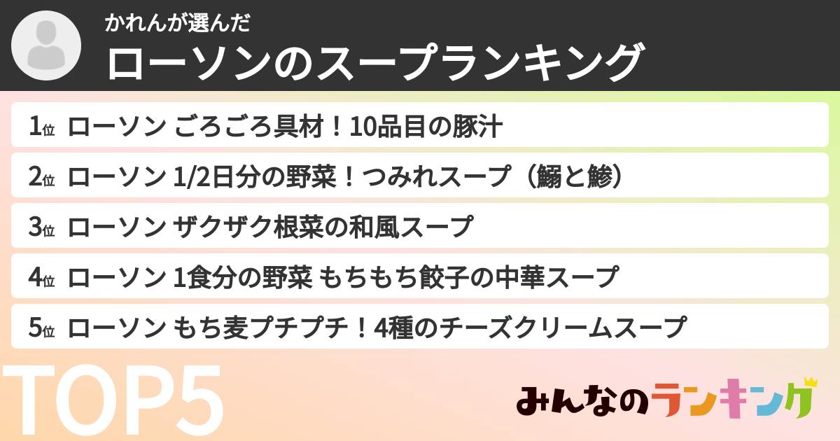 かれんさんの「ローソンのスープランキング」
