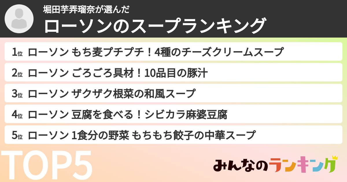 堀田芋弄瑠奈さんの「ローソンのスープランキング」