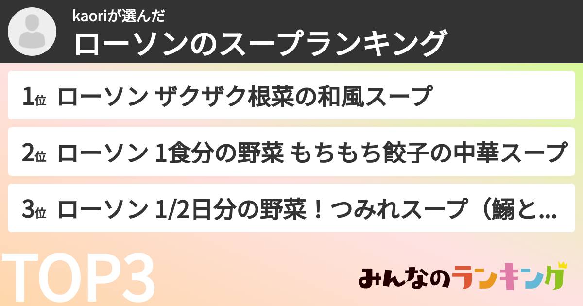 kaoriさんの「ローソンのスープランキング」