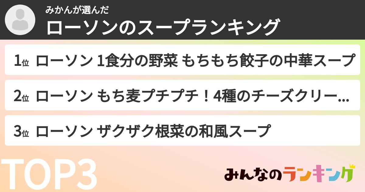 みかんさんの「ローソンのスープランキング」