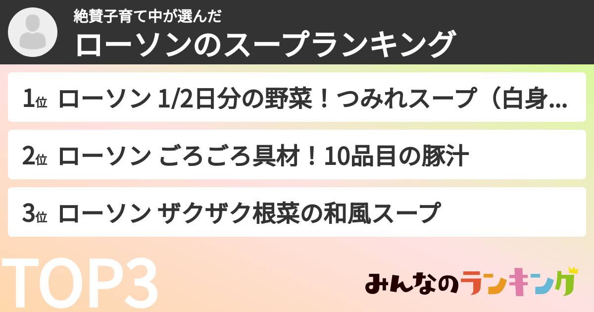 絶賛子育て中さんの「ローソンのスープランキング」