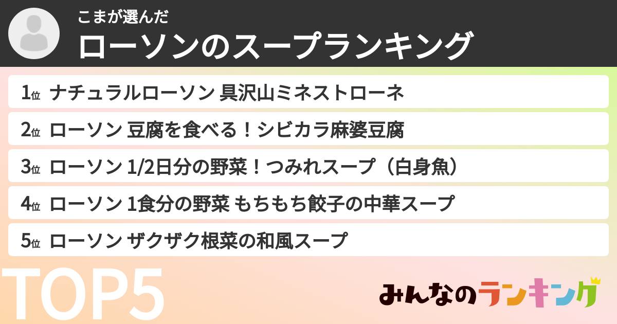 こまさんの「ローソンのスープランキング」
