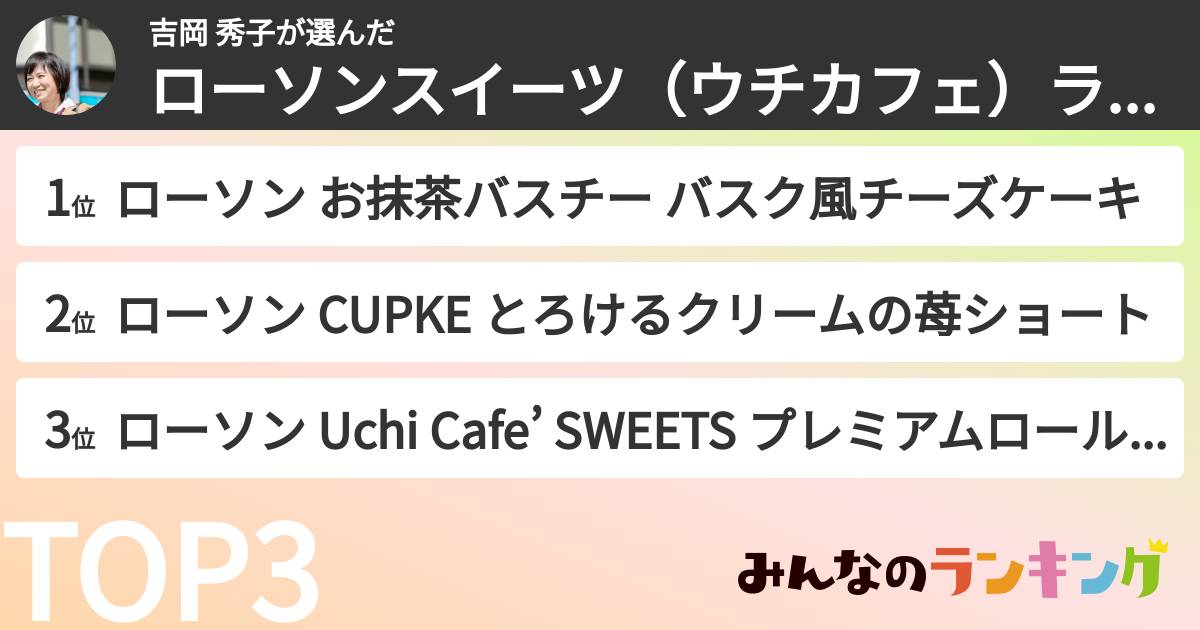 吉岡 秀子さんの「ローソンスイーツ(ウチカフェ)ランキング」