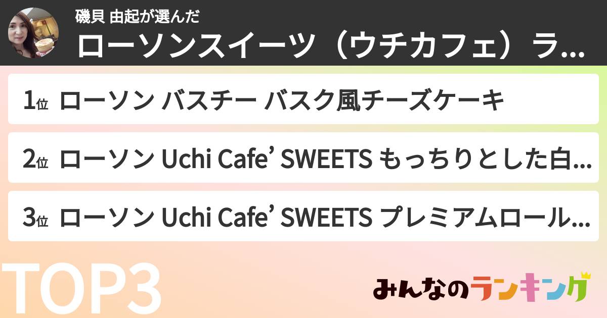 磯貝 由起さんの「ローソンスイーツ(ウチカフェ)ランキング」