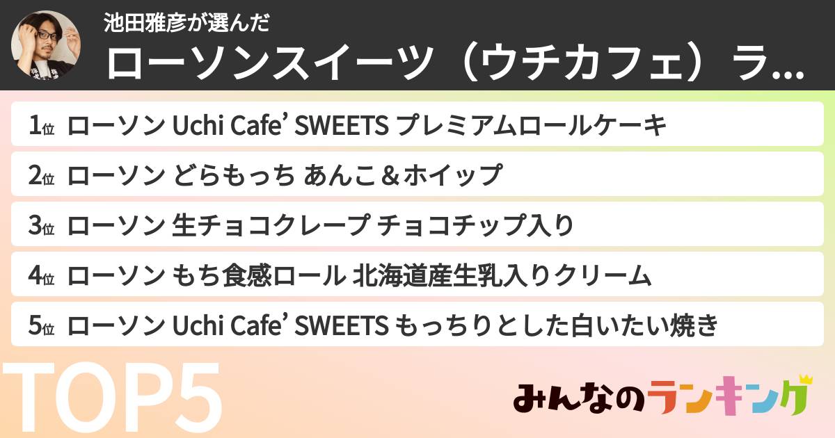 池田雅彦さんの「ローソンスイーツ（ウチカフェ）ランキング」