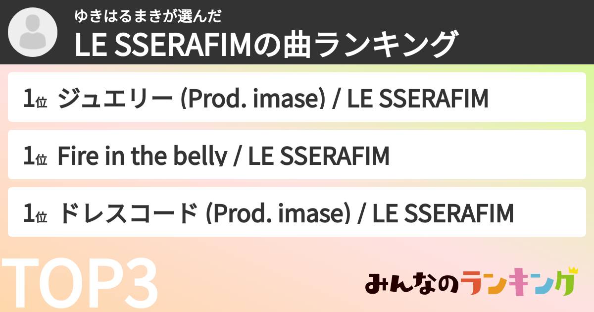 ゆきはるまきさんの「LE SSERAFIMの曲ランキング」
