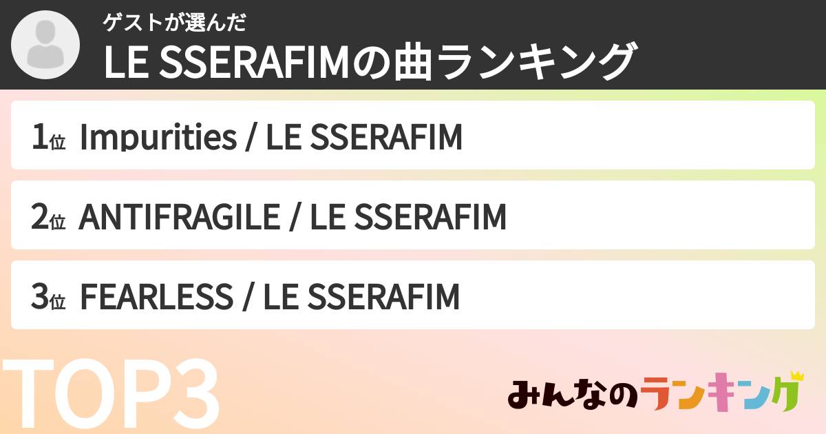 ゲストさんの「LE SSERAFIMの曲ランキング」