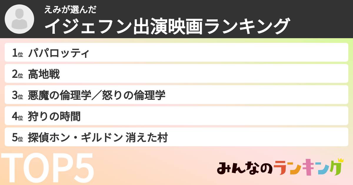えみさんの「イジェフン出演映画ランキング」