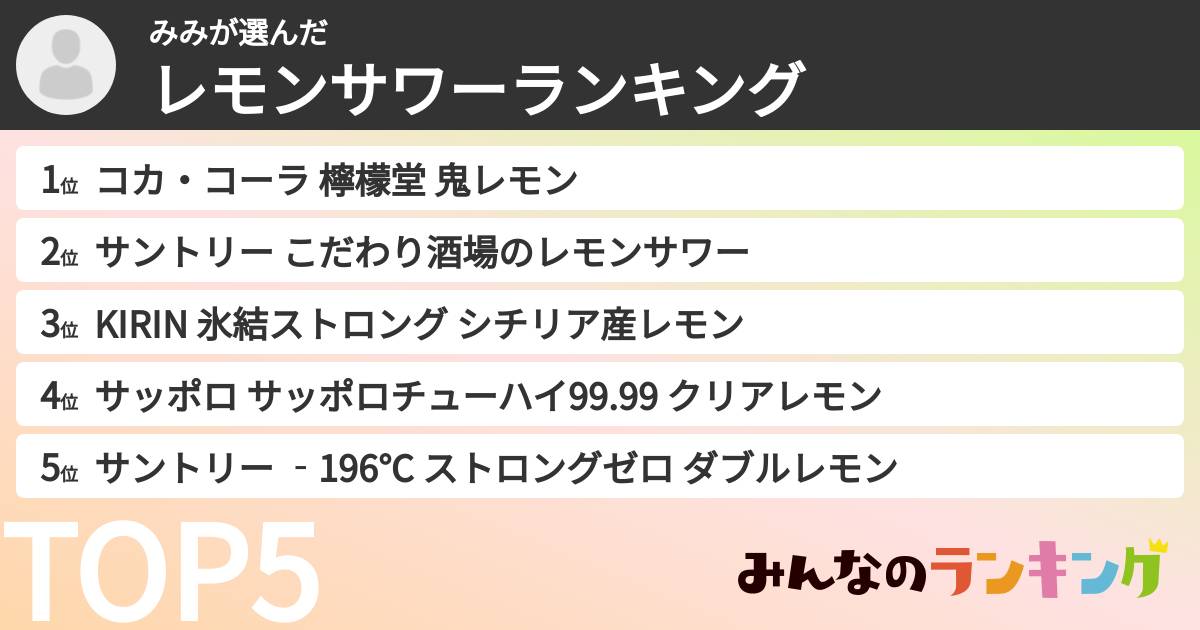 みみさんの「レモンサワーランキング」