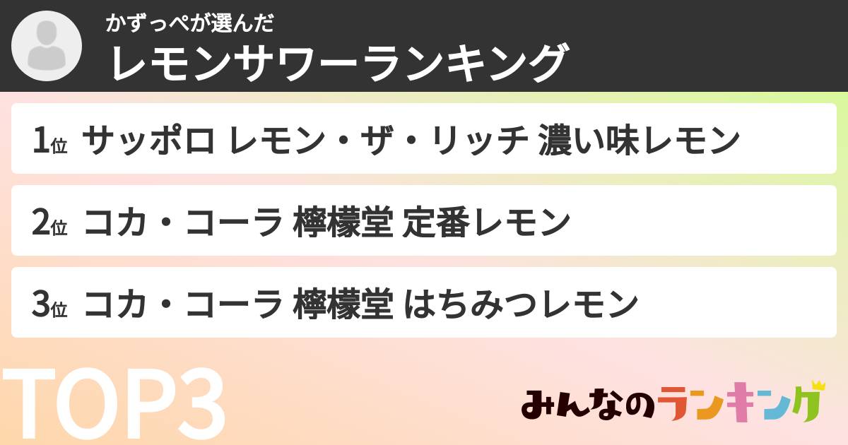 かずっぺさんの「レモンサワーランキング」