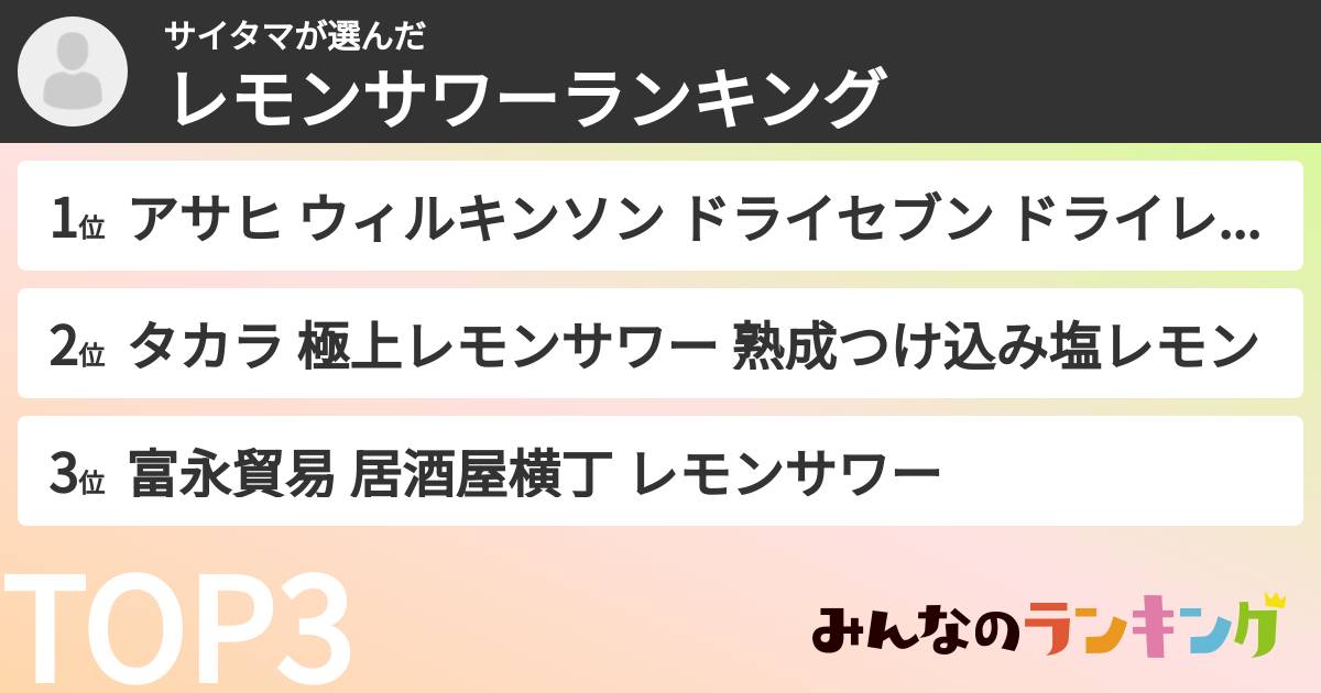 サイタマさんの「レモンサワーランキング」