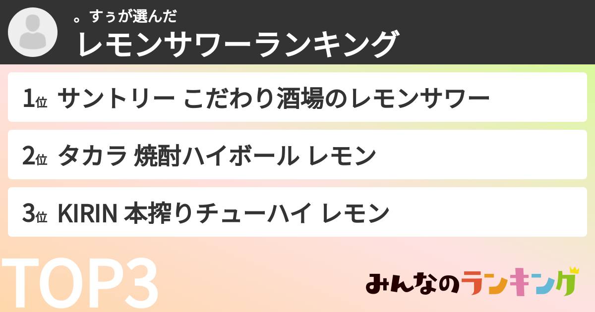 。すぅさんの「レモンサワーランキング」
