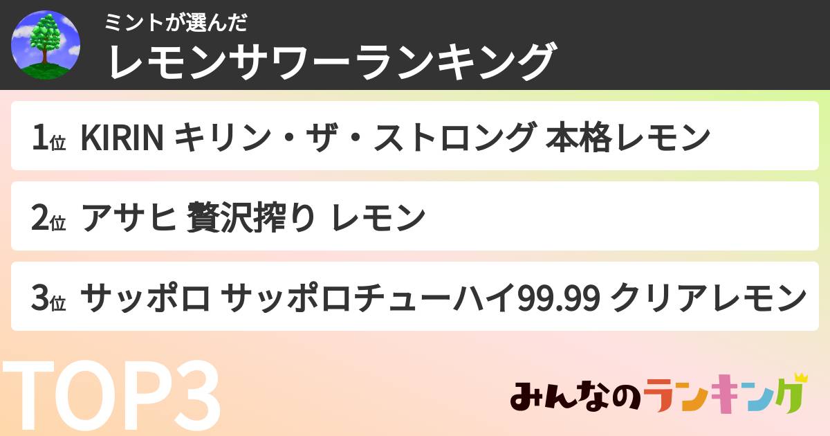 ミントさんの「レモンサワーランキング」
