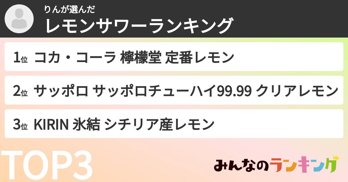 りんさんの「レモンサワーランキング」