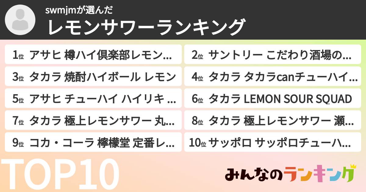 swmjmさんの「レモンサワーランキング」