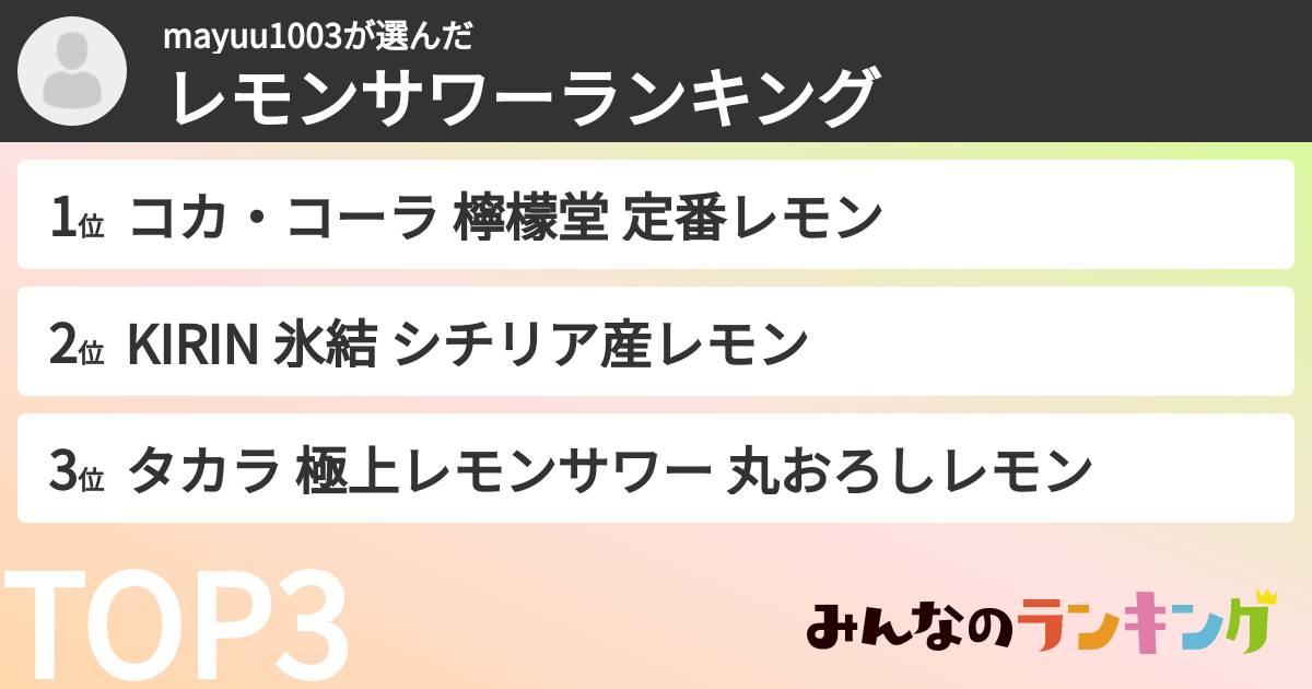 mayuu1003さんの「レモンサワーランキング」
