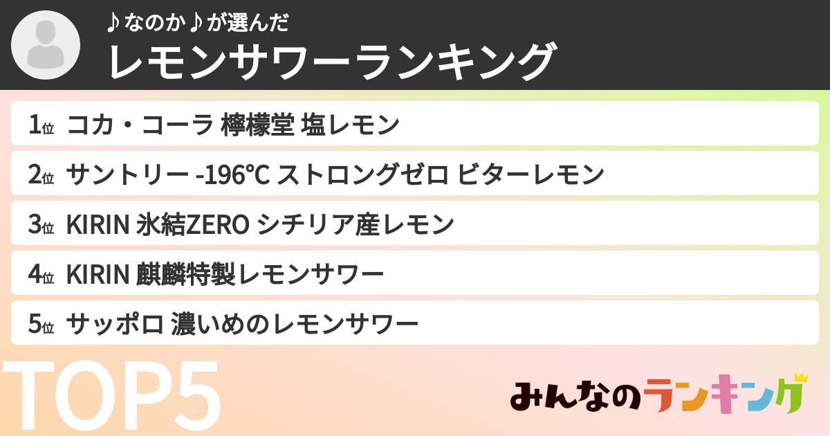 ♪なのか♪さんの「レモンサワーランキング」