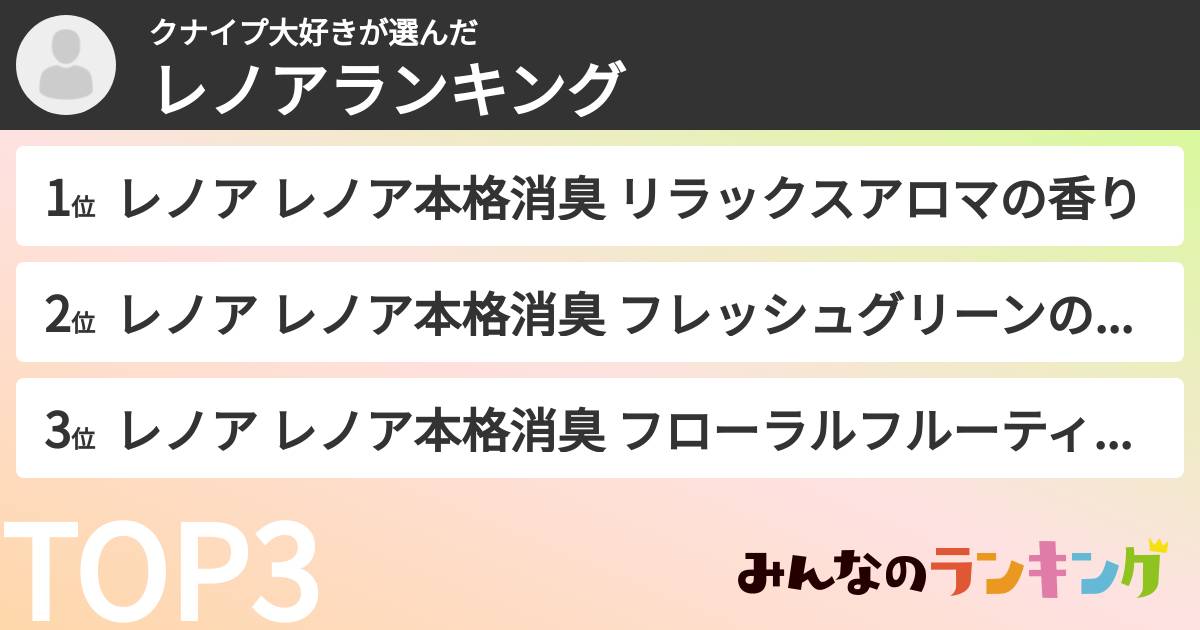 クナイプ大好きさんの「レノアランキング」