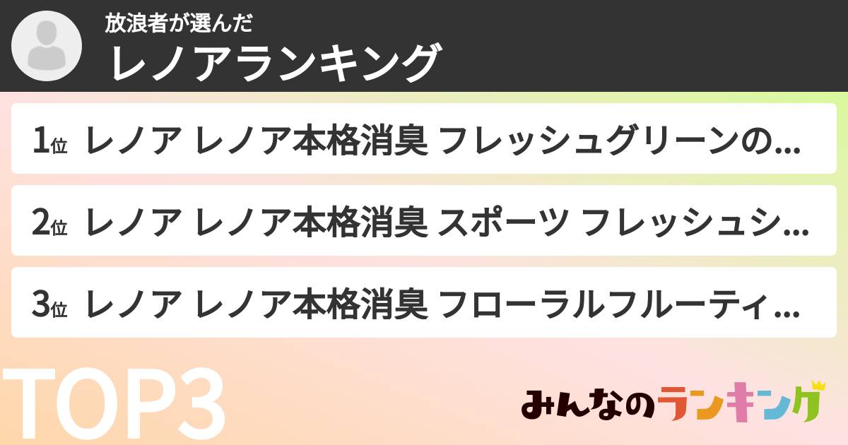 放浪者さんの「レノアランキング」