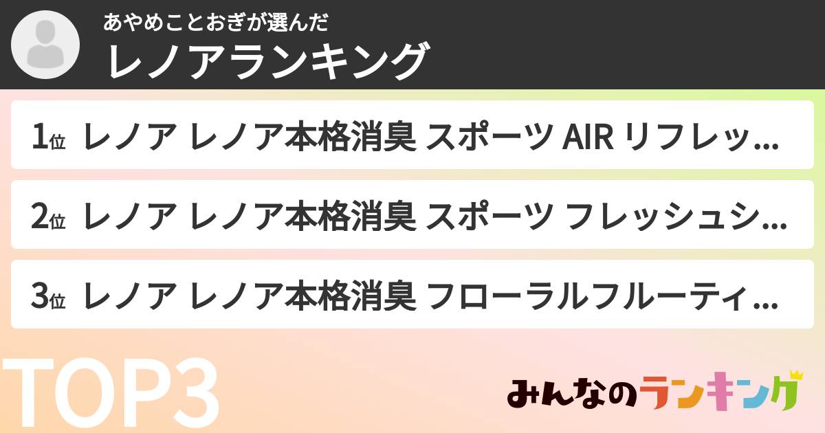 あやめことおぎさんの「レノアランキング」