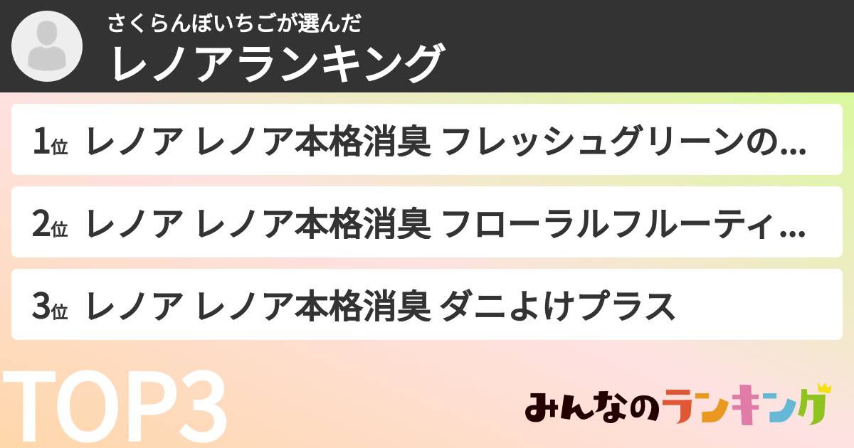 さくらんぼいちごさんの「レノアランキング」