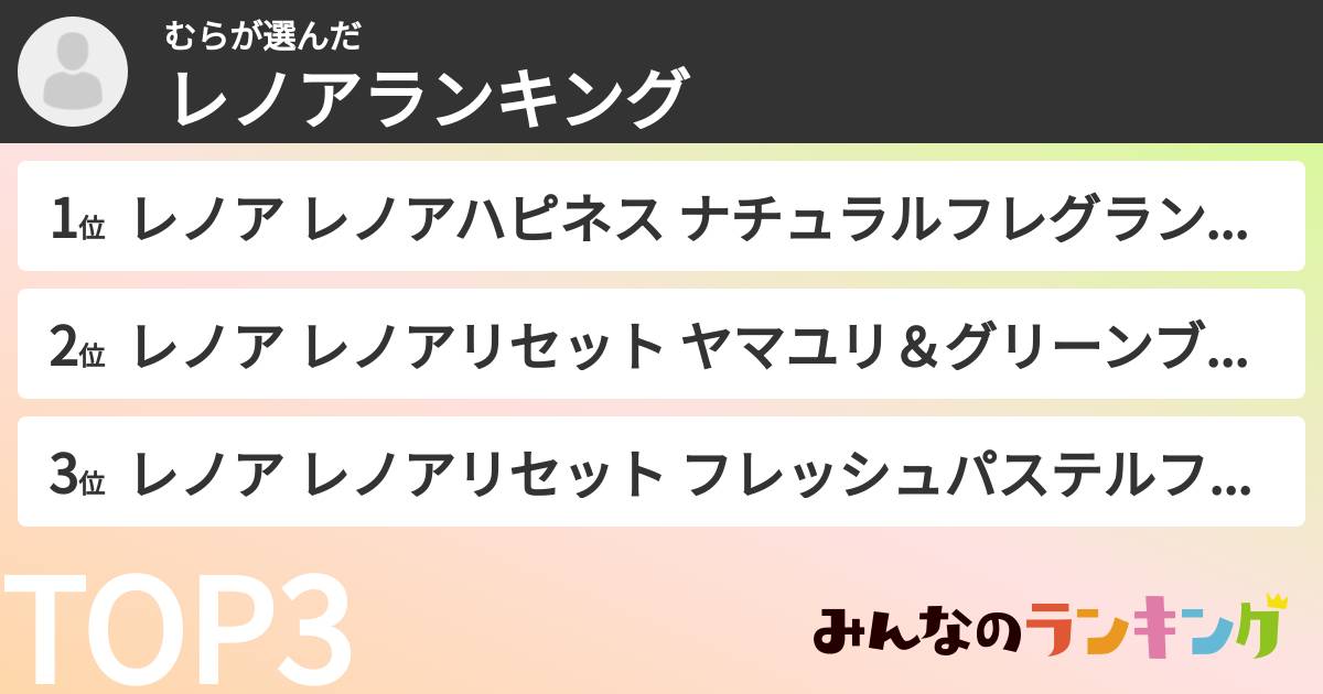 むらさんの「レノアランキング」
