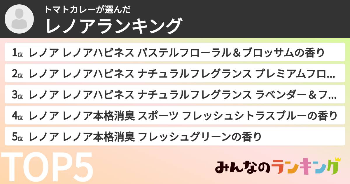 トマトカレーさんの「レノアランキング」
