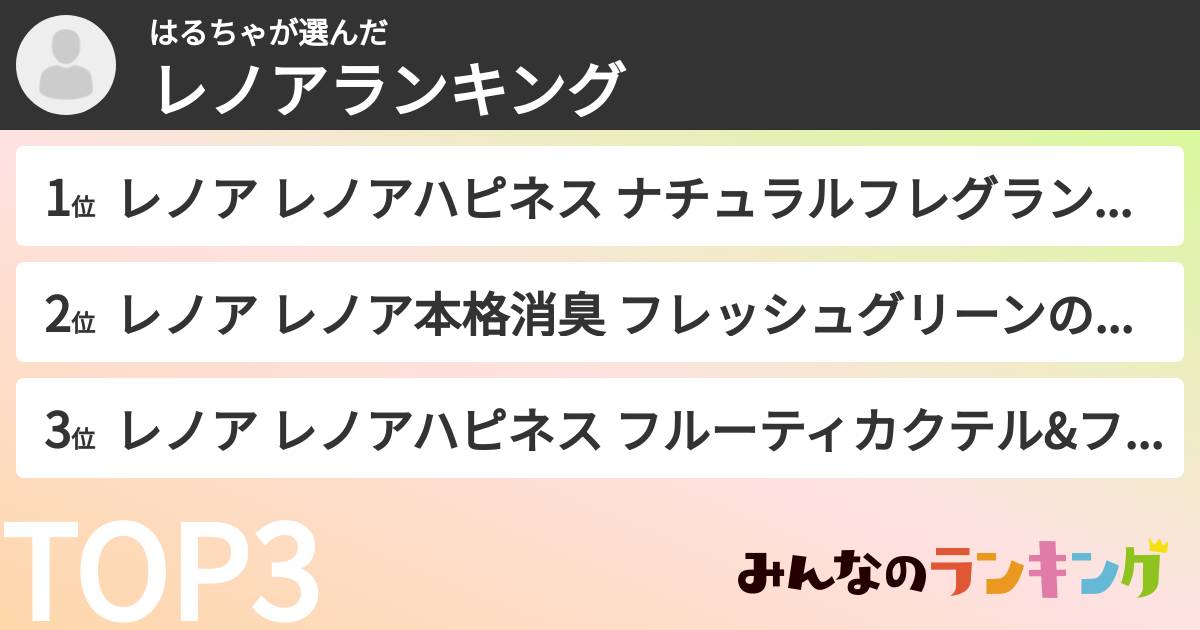 はるちゃさんの「レノアランキング」