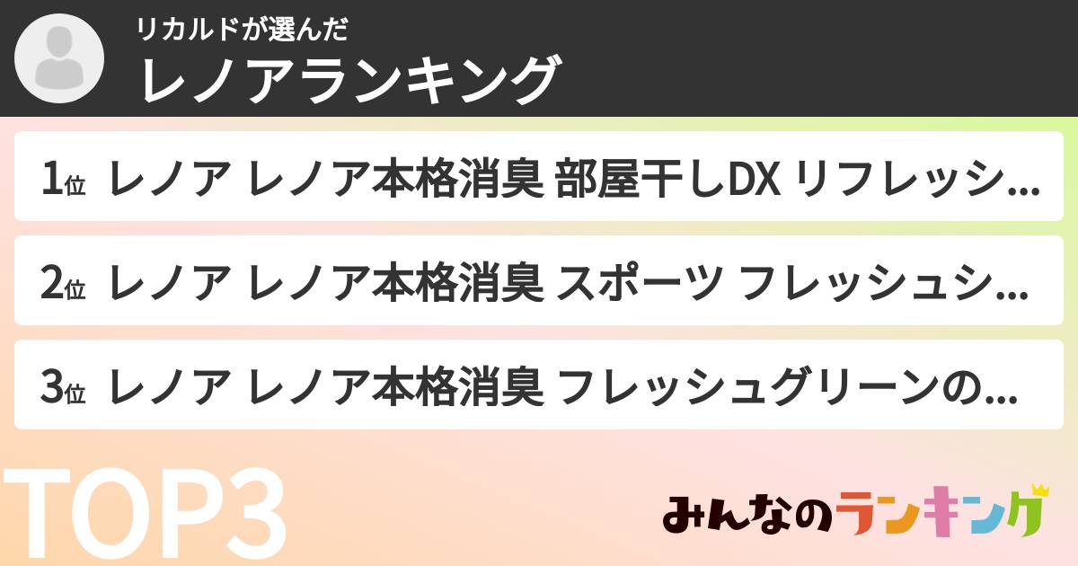 リカルドさんの「レノアランキング」