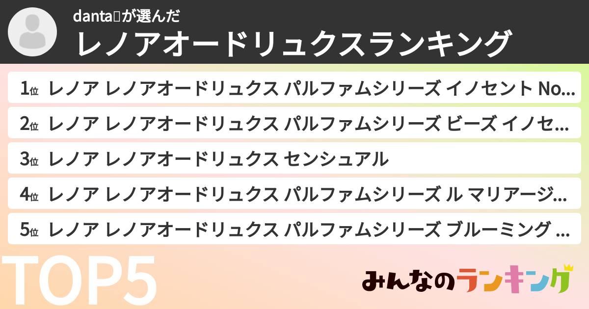 danta💤さんの「レノアオードリュクスランキング」
