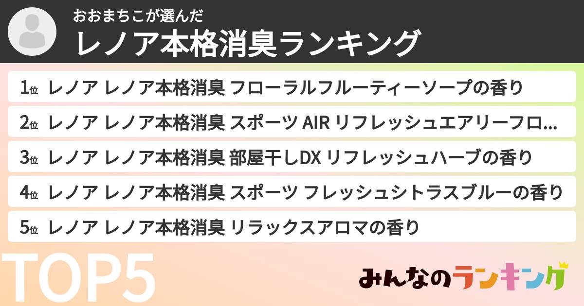 おおまちこさんの「レノア本格消臭ランキング」