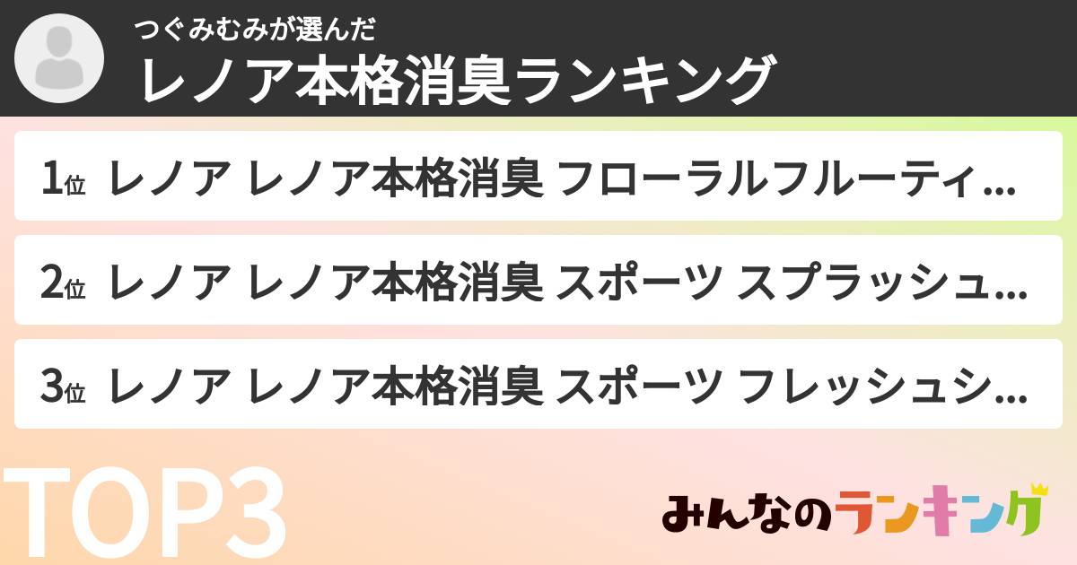 つぐみむみさんの「レノア本格消臭ランキング」