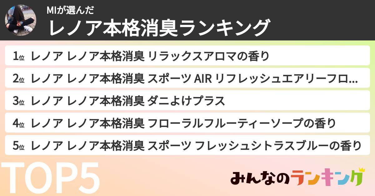 MIさんの「レノア本格消臭ランキング」