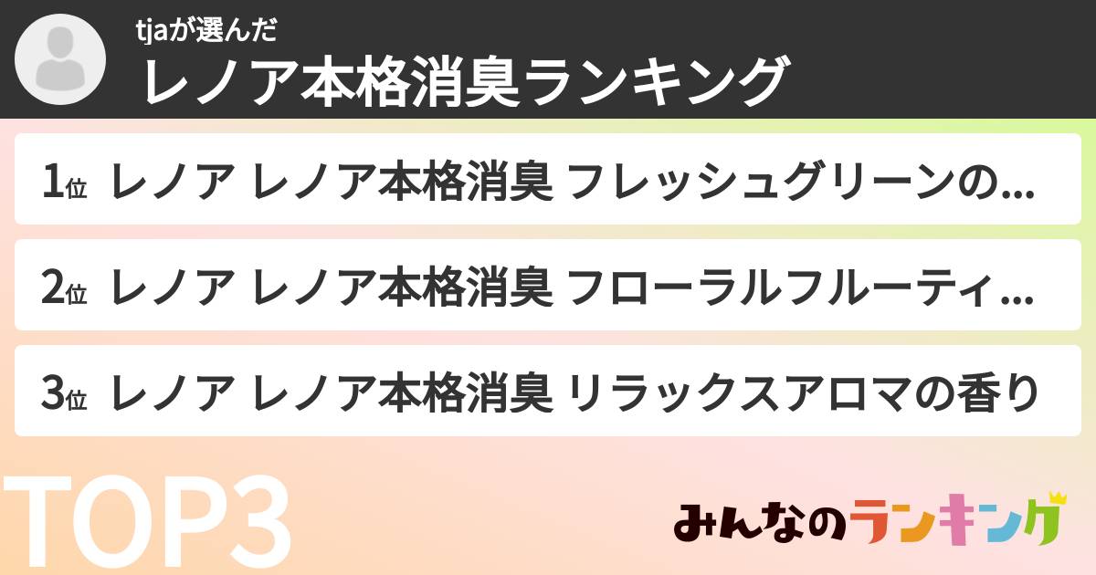tjaさんの「レノア本格消臭ランキング」
