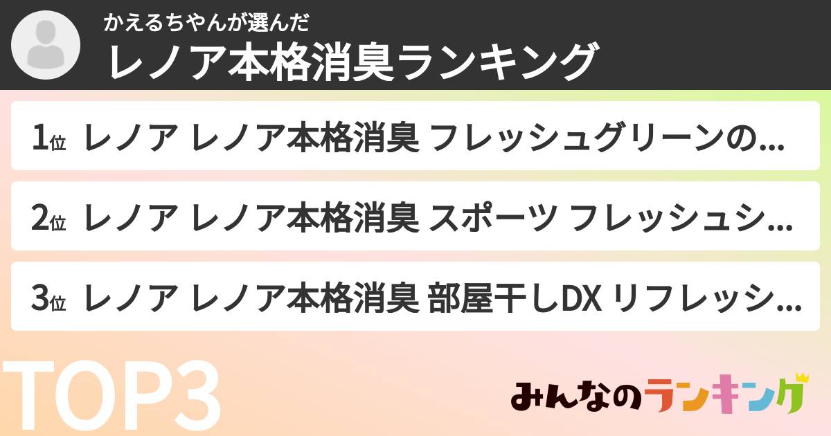 かえるちやんさんの「レノア本格消臭ランキング」