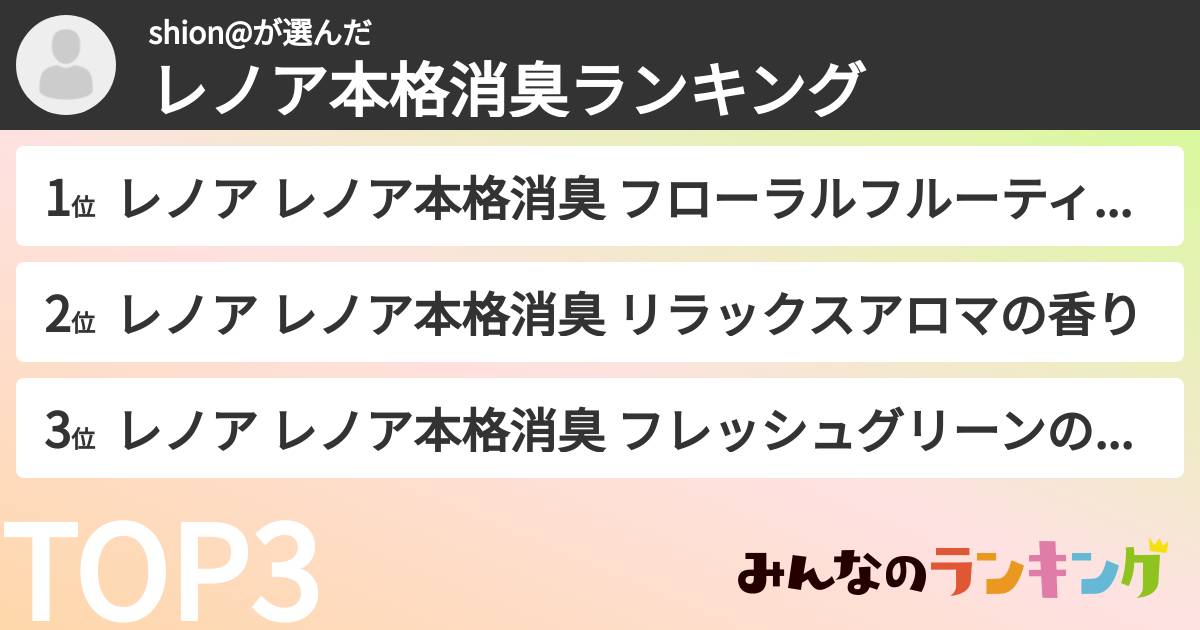 shion@さんの「レノア本格消臭ランキング」