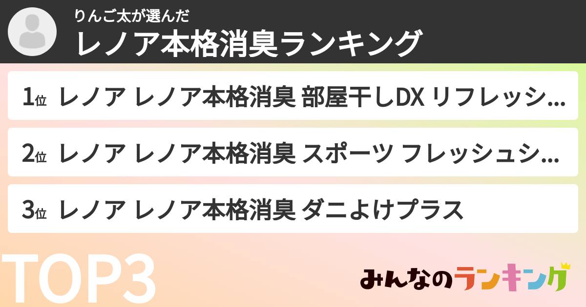 りんご太さんの「レノア本格消臭ランキング」