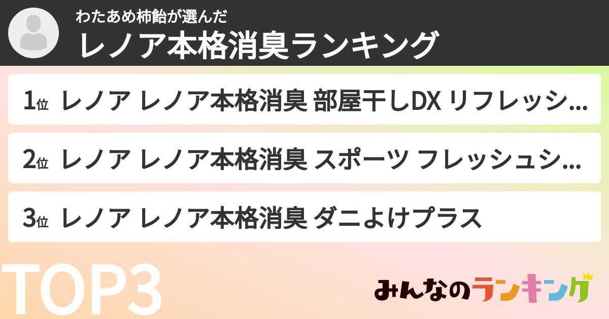 わたあめ柿飴さんの「レノア本格消臭ランキング」