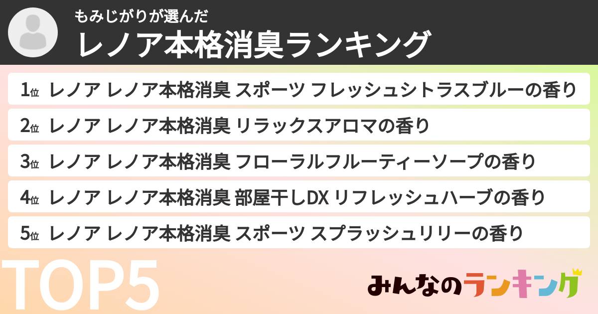 もみじがりさんの「レノア本格消臭ランキング」